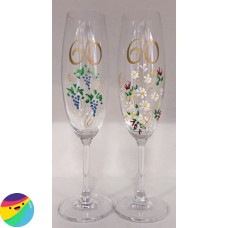 Kozarec za penino z ročno poslikavo za 60 let